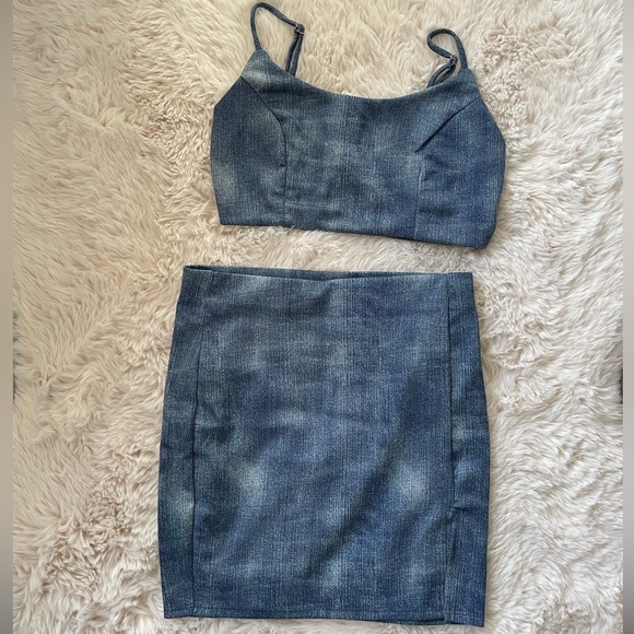 Fashion Nova Dresses & Skirts - Faux Denim Skirt set